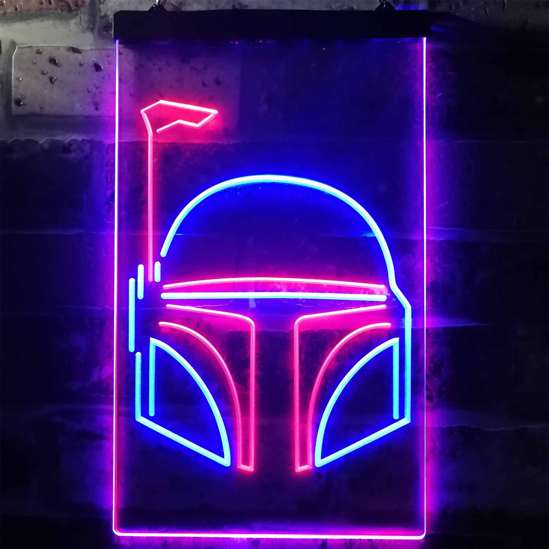 Star Wars Boba Fett Helmet Dual LED Neon Light Sign